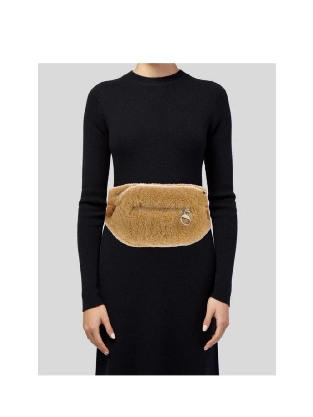 The Arrivals Shearling Fanny Pack Waist Bag in Camel Color